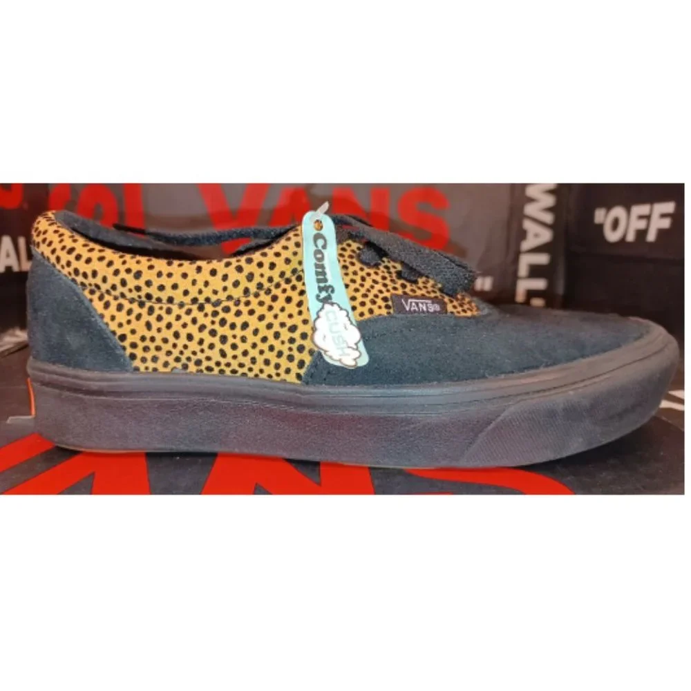 Vans Comfycush Era Tiny Cheetah Black Suede Shoes Mens 3.5/Women's 5 VN0A3WM9VWS